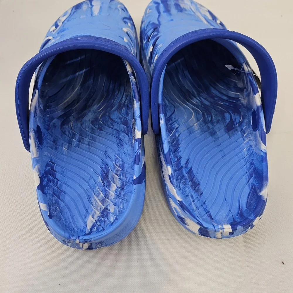 Rugged Shark Mens‎ Water Clogs Blue Marbled Floatable Slip On Shoes Size 8 NEW